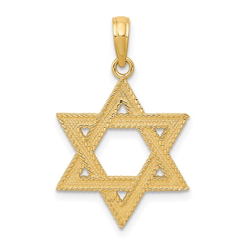 14K Yellow Gold Textured Star of David Pendant