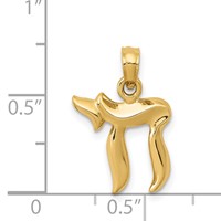 14K Yellow Gold Polished Chai Pendant view 4