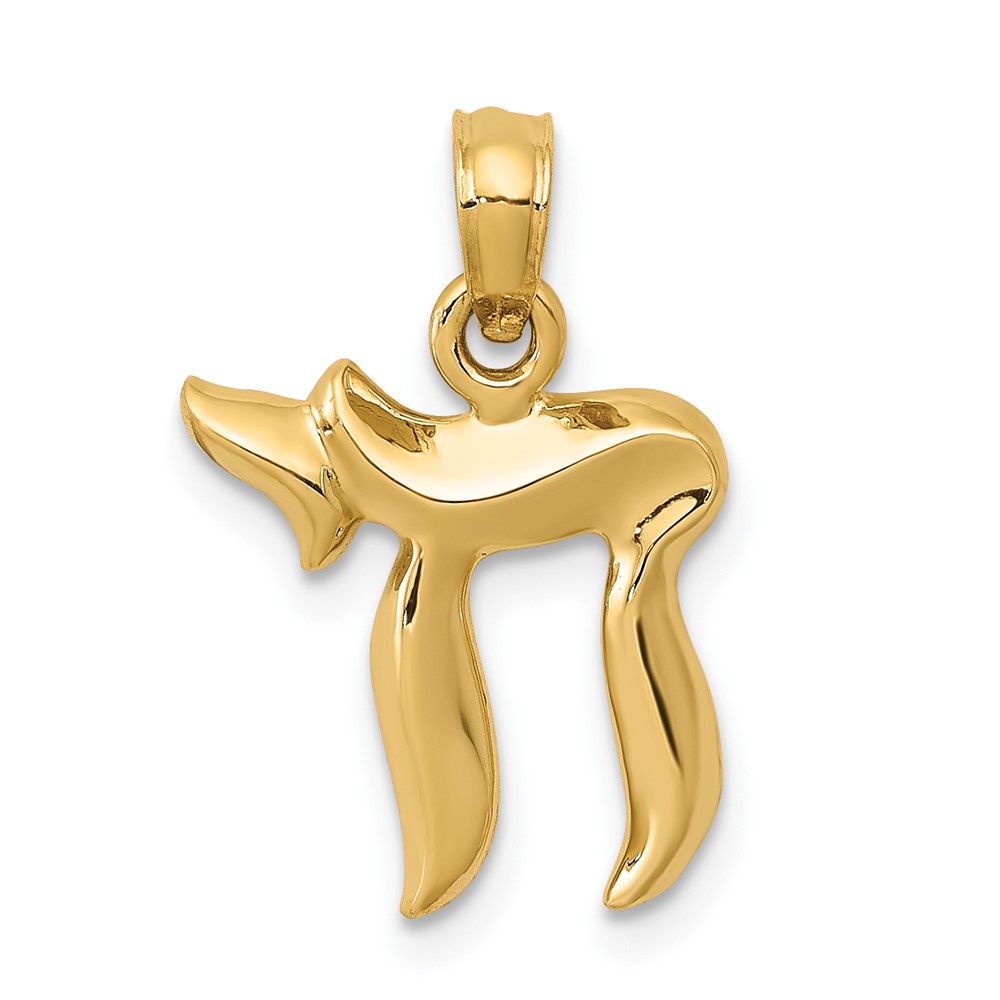14K Yellow Gold Polished Chai Pendant