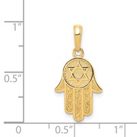 14K Yellow Gold Chamseh Hand of God Pendant with Star of David view 4