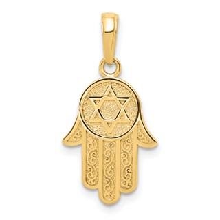 Gold Hamsa Star of David Pendant