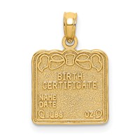 14K Yellow Gold Birth Certificate Charm view 1