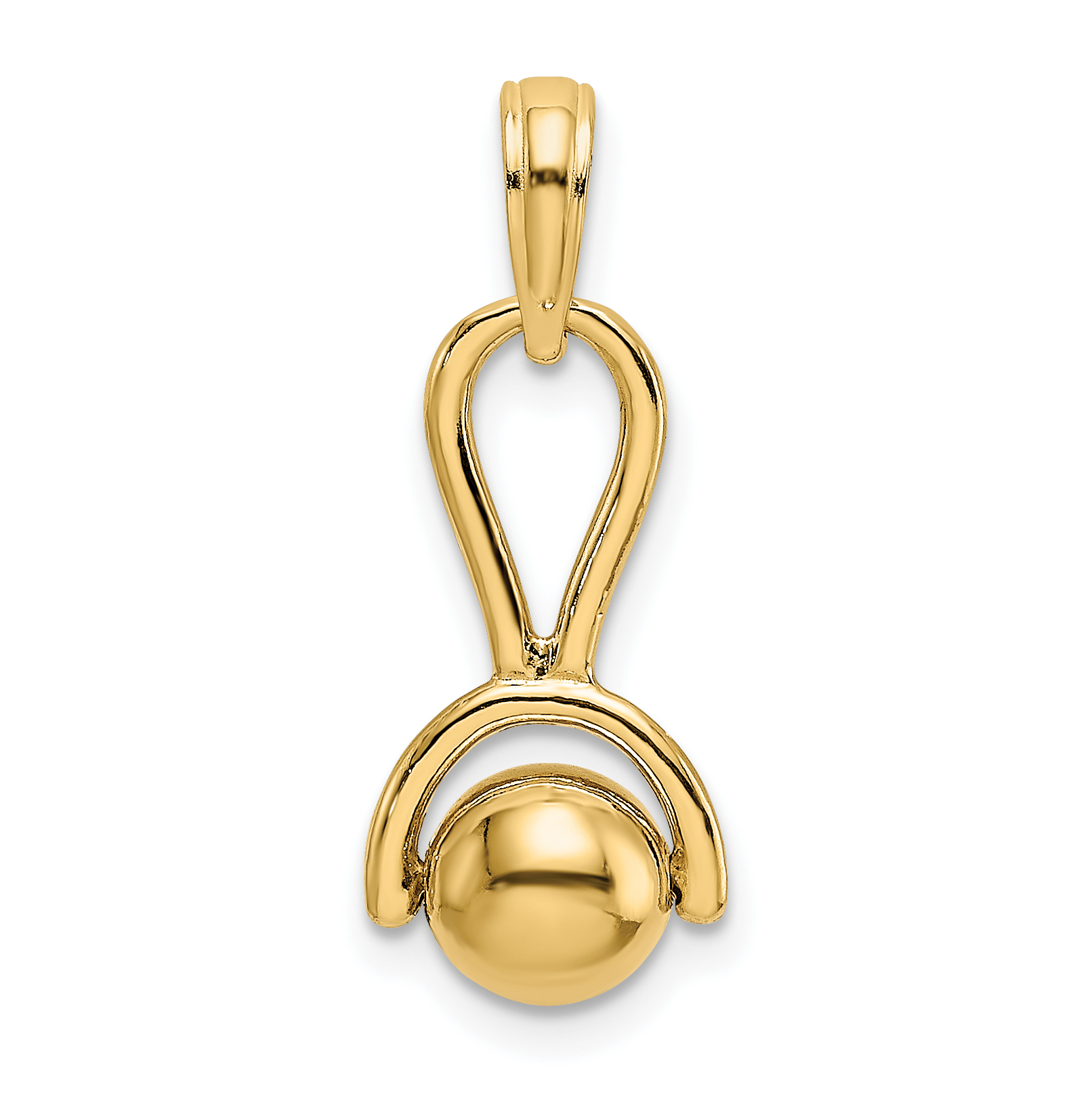 14k 3-D Baby Rattle with Moveable Ball Charm (C3995)