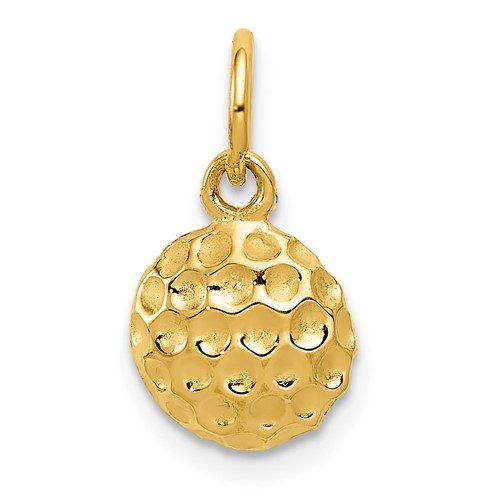 14K Yellow Gold Domed Golf Ball Charm