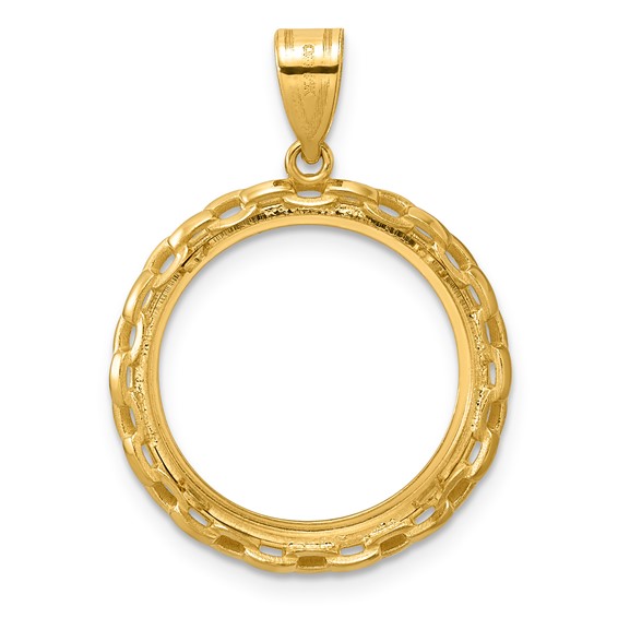 14k Polished Box with 18.0mm Prong Coin Bezel Pendant