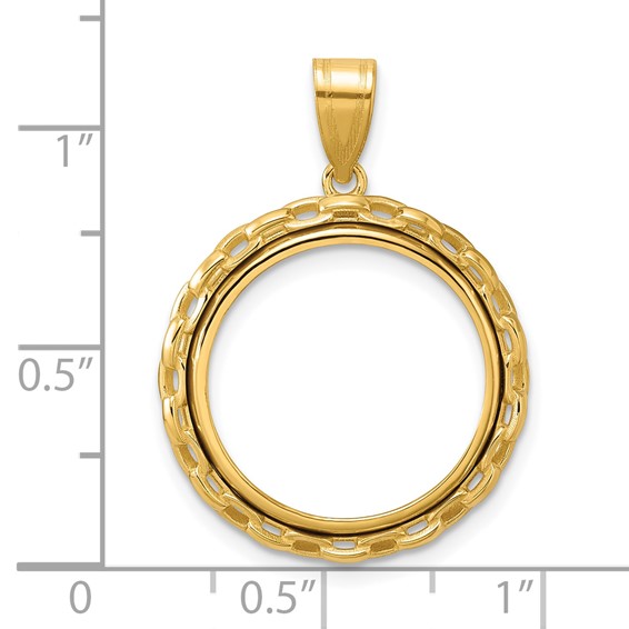 14k Polished Box with 18.0mm Prong Coin Bezel Pendant