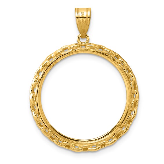 14k Polished Box with 22.0mm Prong Coin Bezel Pendant