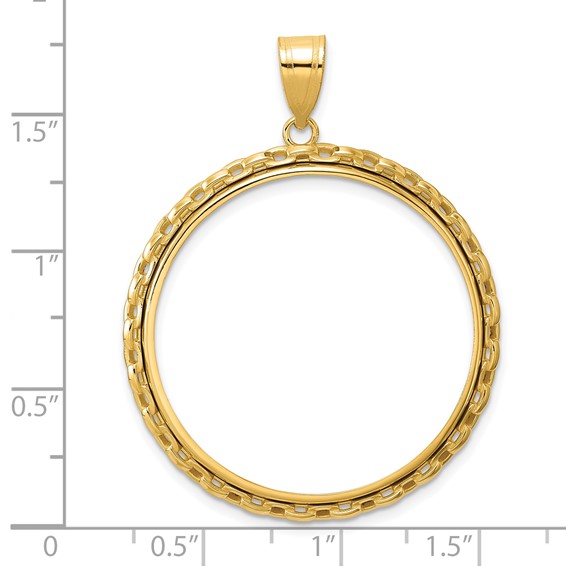 14k Polished Box with 32.0mm Prong Coin Bezel Pendant