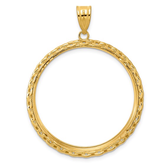 14k Polished Box with 32.7mm Prong Coin Bezel Pendant