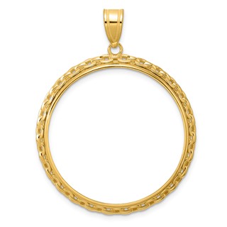 14k Polished Box with 32.7mm Prong Coin Bezel Pendant