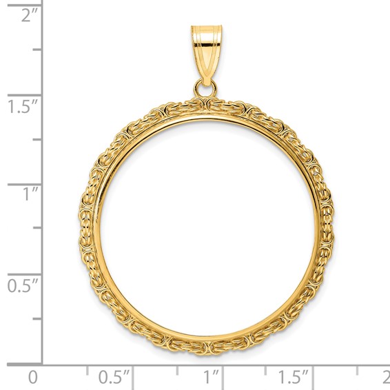 14k Polished Byzantine Link with 32.7mm Prong Coin Bezel Pendant
