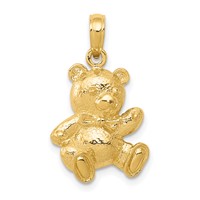 14K Yellow Gold Teddy Bear Pendant view 1