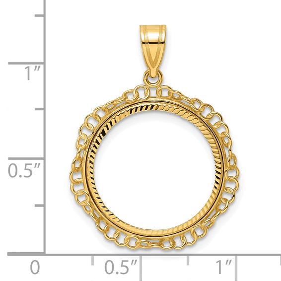 14k Diamond Cut Twisted Ring with 18.0mm Prong Coin Bezel Pendant