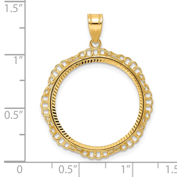14k Diamond Cut Twisted Ring with 22.0mm Prong Coin Bezel Pendant
