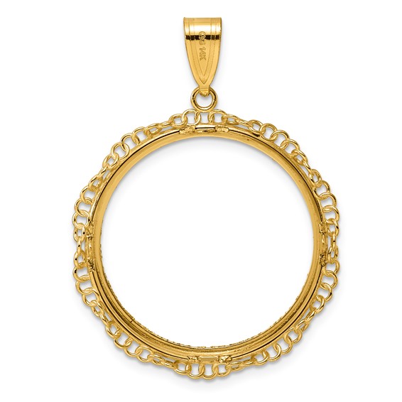 14k Diamond Cut Twisted Ring with 27.0mm Prong Coin Bezel Pendant