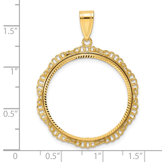 14k Diamond Cut Twisted Ring with 27.0mm Prong Coin Bezel Pendant