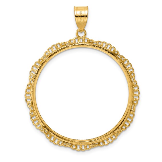 14k Diamond Cut Twisted Ring with 32.0mm Prong Coin Bezel Pendant