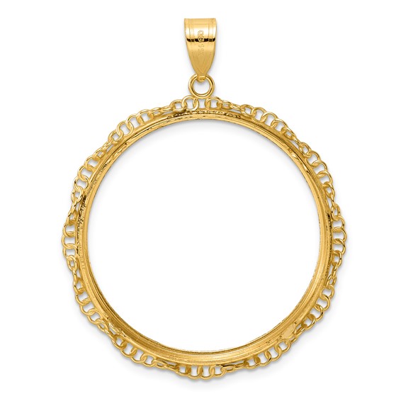 14k Diamond Cut Twisted Ring with 32.7mm Prong Coin Bezel Pendant