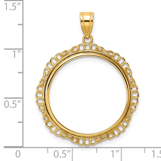 14k Polished Twisted Ring with 22.0mm Prong Coin Bezel Pendant