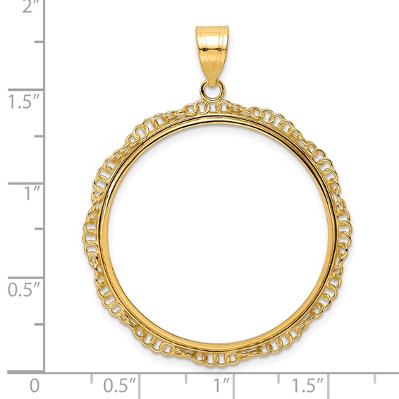 14k Polished Twisted Ring with 32.0mm Prong Coin Bezel Pendant