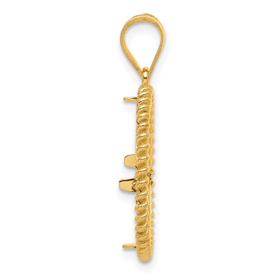 14k Diamond Cut Coil with 16.5mm Prong Coin Bezel Pendant