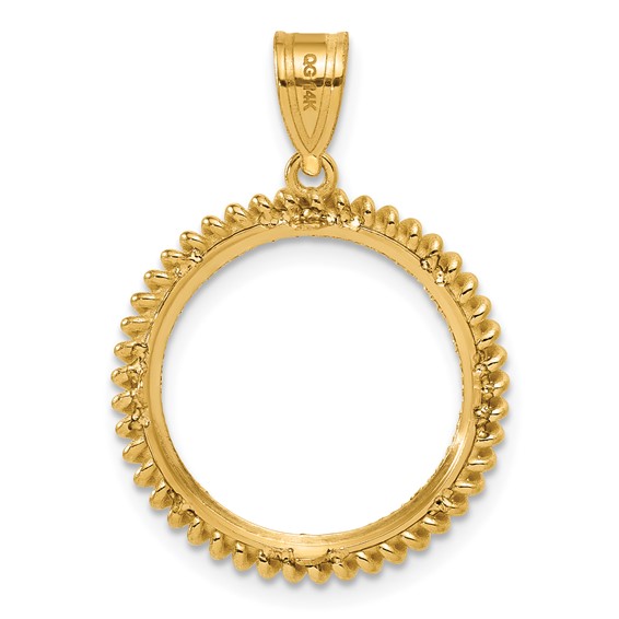 14k Diamond Cut Coil with 16.5mm Prong Coin Bezel Pendant