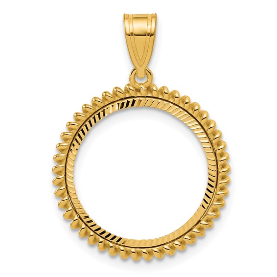 14k Diamond Cut Coil with 16.5mm Prong Coin Bezel Pendant