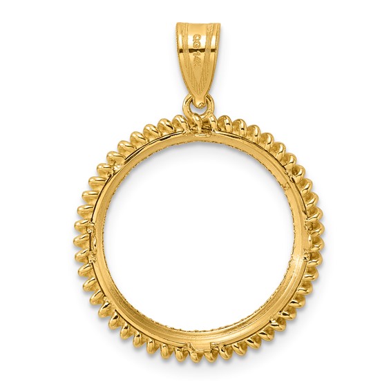14k Diamond Cut Coil with 18.0mm Prong Coin Bezel Pendant