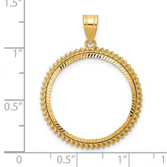 14k Diamond Cut Coil with 22.0mm Prong Coin Bezel Pendant