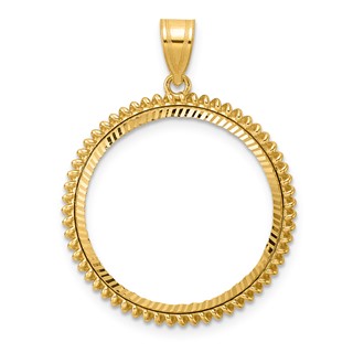 14k Diamond Cut Coil with 22.0mm Prong Coin Bezel Pendant