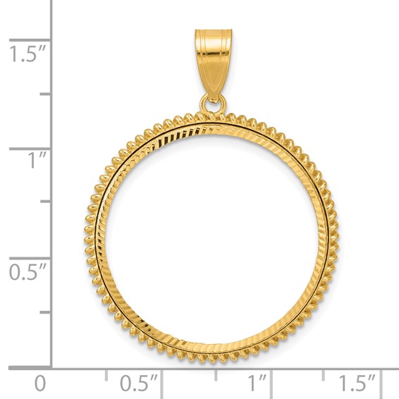 14k Diamond Cut Coil with 27.0mm Prong Coin Bezel Pendant