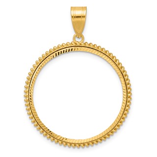 14k Diamond Cut Coil with 27.0mm Prong Coin Bezel Pendant