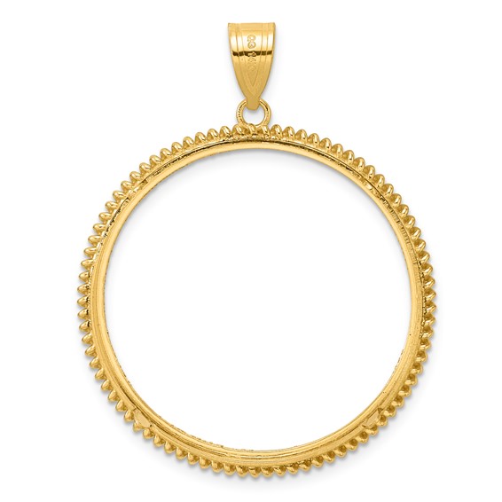 14k Diamond Cut Coil with 32.0mm Prong Coin Bezel Pendant