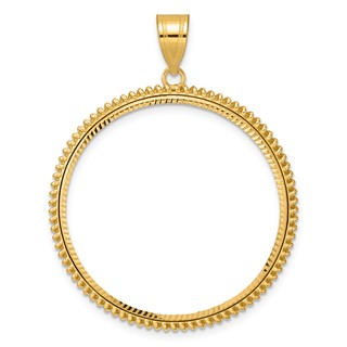 14k Diamond Cut Coil with 32.0mm Prong Coin Bezel Pendant