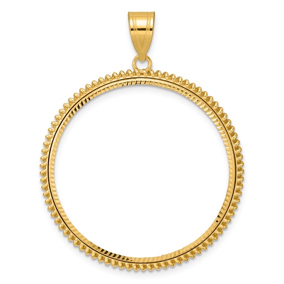 14k Diamond Cut Coil with 32.0mm Prong Coin Bezel Pendant