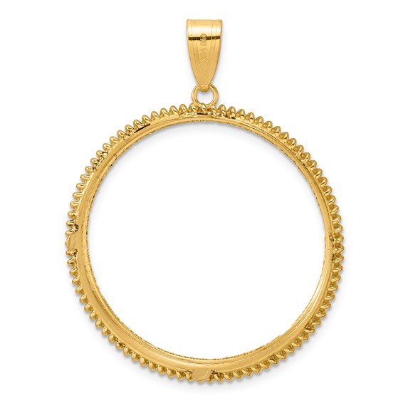 14k Diamond Cut Coil with 32.7mm Prong Coin Bezel Pendant