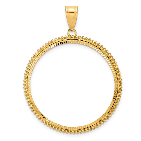 14k Diamond Cut Coil with 32.7mm Prong Coin Bezel Pendant