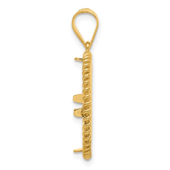 14k Polished Coil with 16.5mm Prong Coin Bezel Pendant