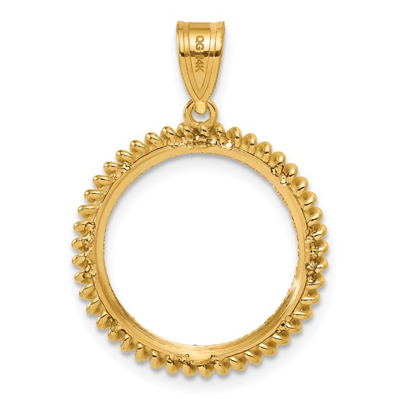 14k Polished Coil with 16.5mm Prong Coin Bezel Pendant
