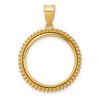 14k Polished Coil with 18.0mm Prong Coin Bezel Pendant