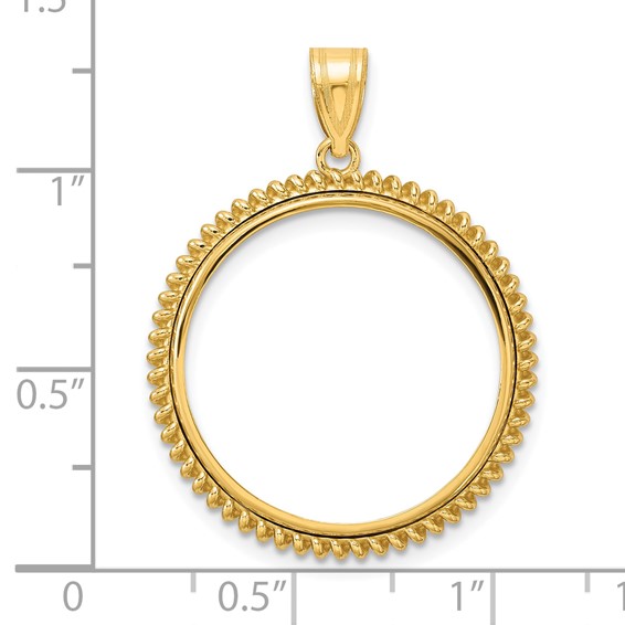 14k Polished Coil with 22.0mm Prong Coin Bezel Pendant