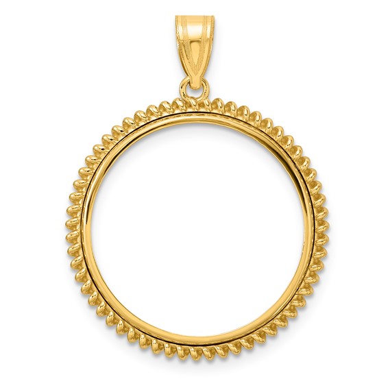 14k Polished Coil with 22.0mm Prong Coin Bezel Pendant