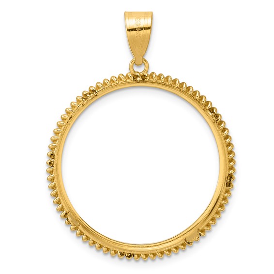 14k Polished Coil with 27.0mm Prong Coin Bezel Pendant