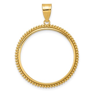 14k Polished Coil with 27.0mm Prong Coin Bezel Pendant
