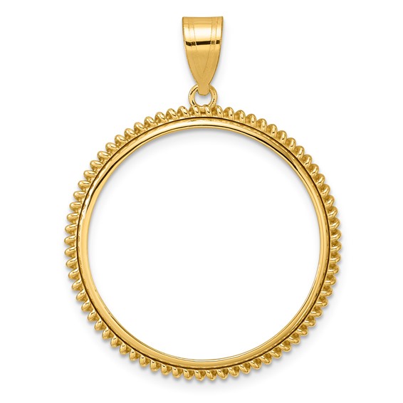 14k Polished Coil with 27.0mm Prong Coin Bezel Pendant