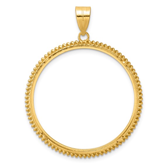 14k Polished Coil with 32.0mm Prong Coin Bezel Pendant