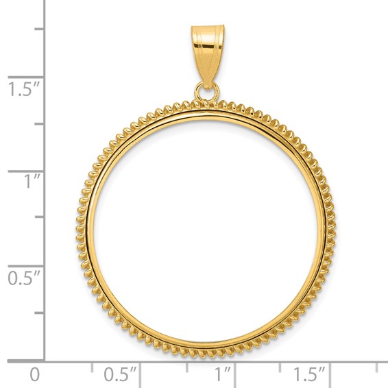14k Polished Coil with 32.0mm Prong Coin Bezel Pendant