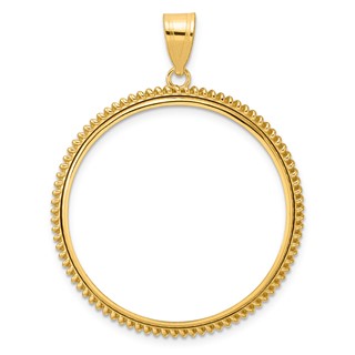 14k Polished Coil with 32.0mm Prong Coin Bezel Pendant