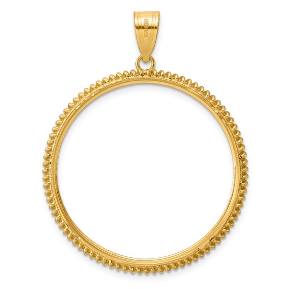 14k Polished Coil with 32.7mm Prong Coin Bezel Pendant