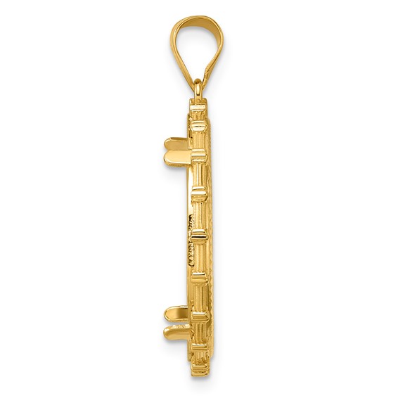 14k Diamond Cut Columns with 22.0mm Prong Coin Bezel Pendant